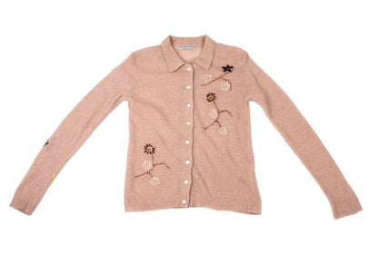 TSUMORI CHISATO Wool Floral Sequin Cardigan Pink Size M