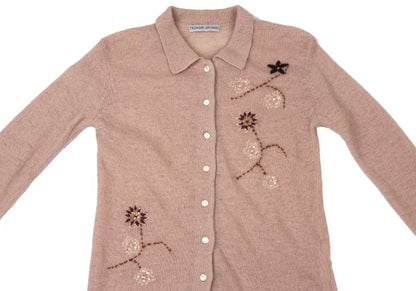 TSUMORI CHISATO Wool Floral Sequin Cardigan Pink Size M