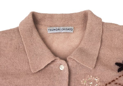TSUMORI CHISATO Wool Floral Sequin Cardigan Pink Size M