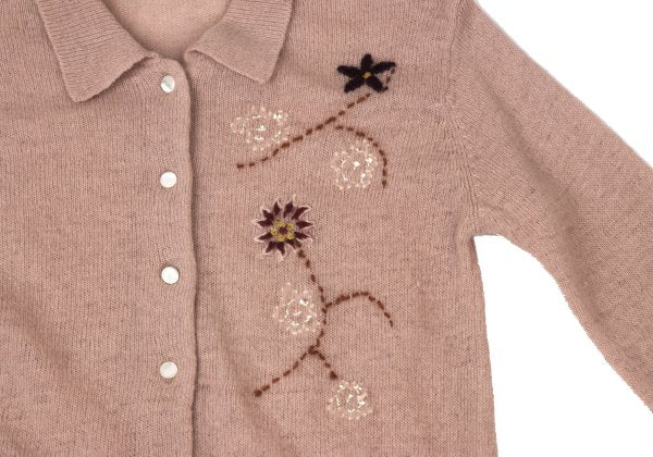 TSUMORI CHISATO Wool Floral Sequin Cardigan Pink Size M