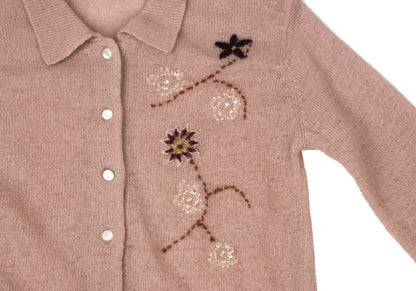 TSUMORI CHISATO Wool Floral Sequin Cardigan Pink Size M