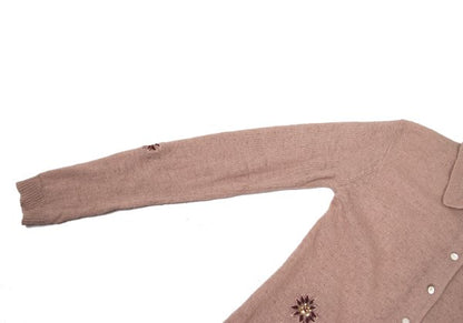TSUMORI CHISATO Wool Floral Sequin Cardigan Pink Size M