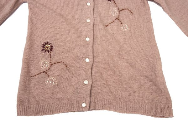 TSUMORI CHISATO Wool Floral Sequin Cardigan Pink Size M