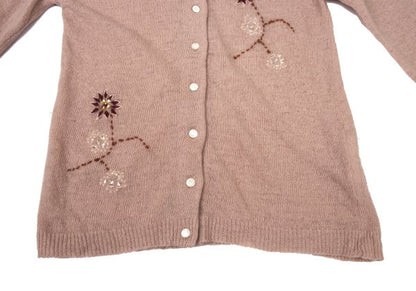 TSUMORI CHISATO Wool Floral Sequin Cardigan Pink Size M