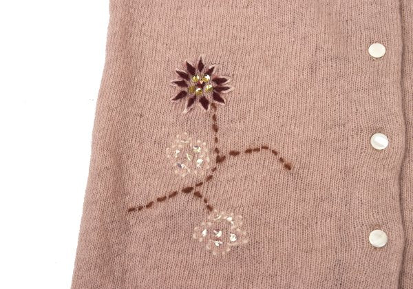 TSUMORI CHISATO Wool Floral Sequin Cardigan Pink Size M
