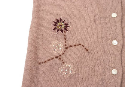 TSUMORI CHISATO Wool Floral Sequin Cardigan Pink Size M