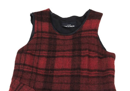 COMME des GARCONS Brushed Check Sleeveless Red Black Dress Size M