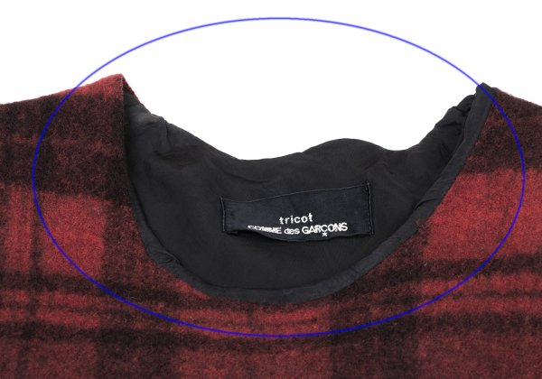 COMME des GARCONS Brushed Check Sleeveless Red Black Dress Size M