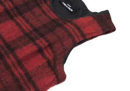 COMME des GARCONS Brushed Check Sleeveless Red Black Dress Size M