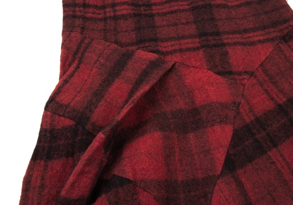 COMME des GARCONS Brushed Check Sleeveless Red Black Dress Size M