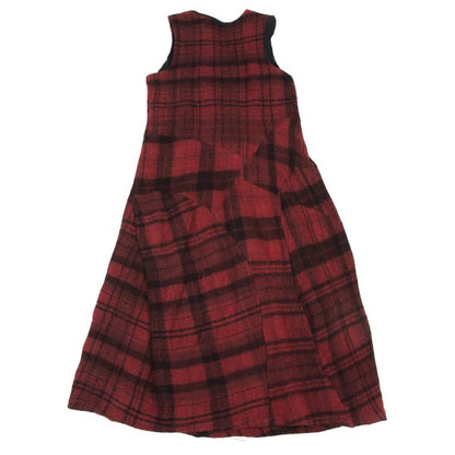 COMME des GARCONS Brushed Check Sleeveless Red Black Dress Size M