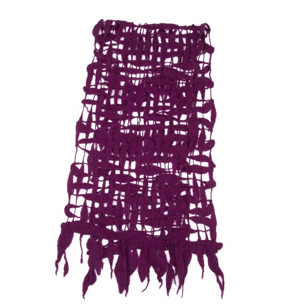 zucca Felt Mesh Fringe Knit Scarf Purple