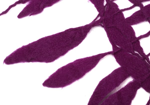 zucca Felt Mesh Fringe Knit Scarf Purple