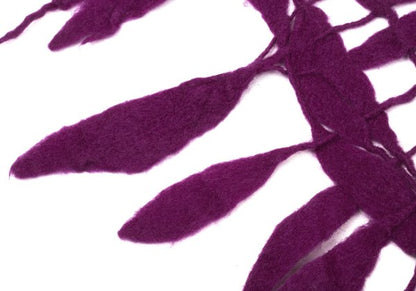 zucca Felt Mesh Fringe Knit Scarf Purple