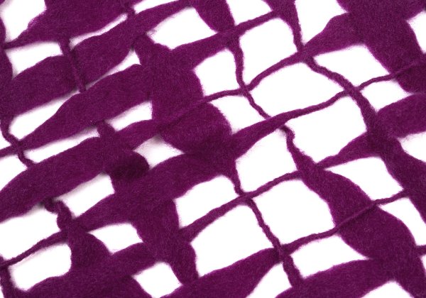 zucca Felt Mesh Fringe Knit Scarf Purple