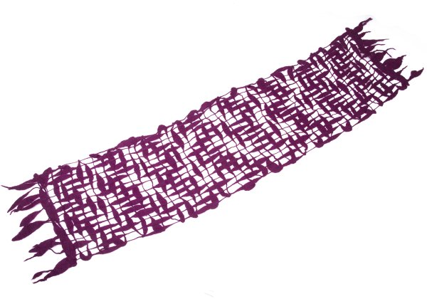 zucca Felt Mesh Fringe Knit Scarf Purple