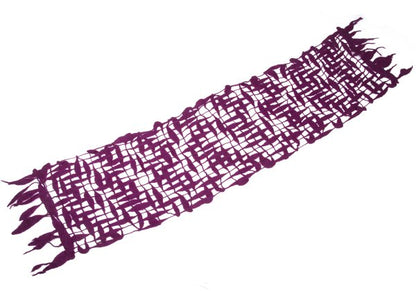 zucca Felt Mesh Fringe Knit Scarf Purple