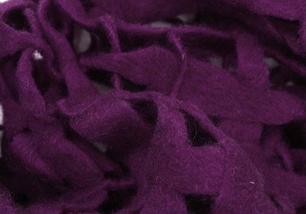 zucca Felt Mesh Fringe Knit Scarf Purple