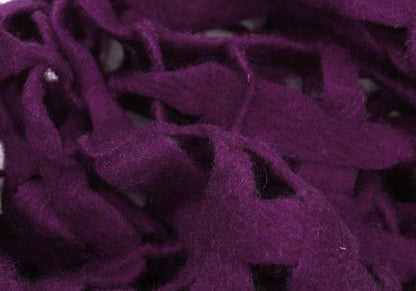zucca Felt Mesh Fringe Knit Scarf Purple