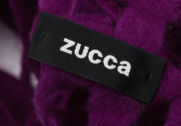 zucca Felt Mesh Fringe Knit Scarf Purple