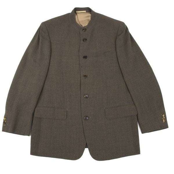 ISSEY MIYAKE MEN Wool Rayon Mao Collar Jacket Mocha Size M