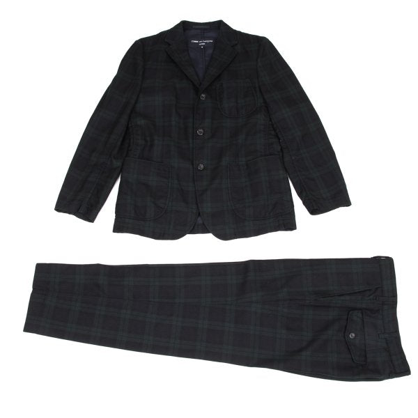 COMME des GARCONS HOMME Wool Black Watch Jacket Green Size S