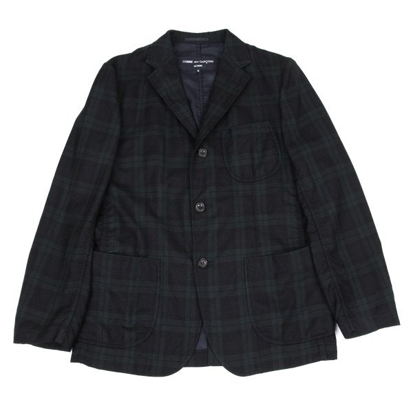 COMME des GARCONS HOMME Wool Black Watch Jacket Green Size S