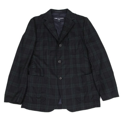 COMME des GARCONS HOMME Wool Black Watch Jacket Green Size S