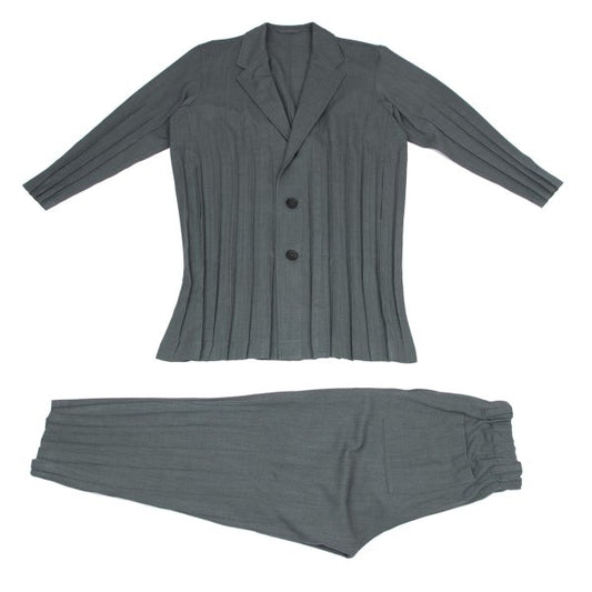 ISSEY MIYAKE MEN Pleated Panel Long Jacket Gray Size 1
