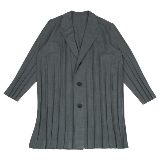 ISSEY MIYAKE MEN Pleated Panel Long Jacket Gray Size 1