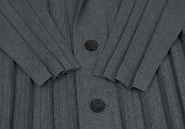 ISSEY MIYAKE MEN Pleated Panel Long Jacket Gray Size 1