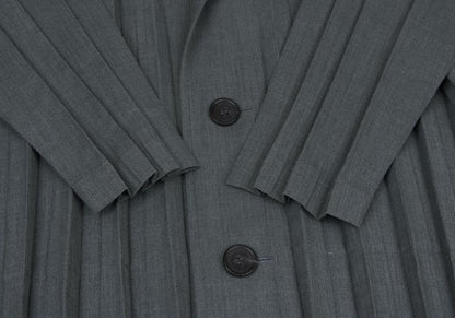 ISSEY MIYAKE MEN Pleated Panel Long Jacket Gray Size 1