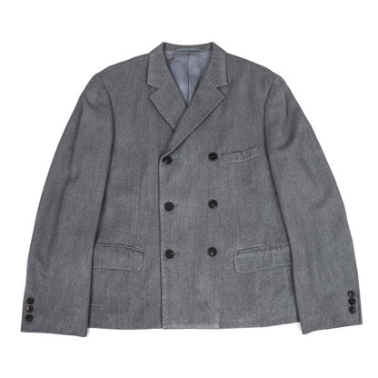 Y's for men Rayon Wool Twill Double Jacket Gray Size S