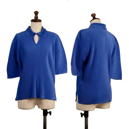 PLEATS PLEASE Mist Pleated Skipper 1/2 Polo Blue Size 3