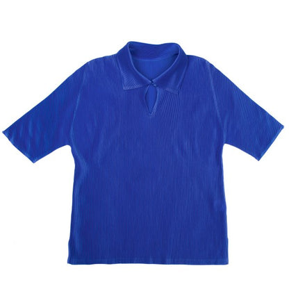 PLEATS PLEASE Mist Pleated Skipper 1/2 Polo Blue Size 3