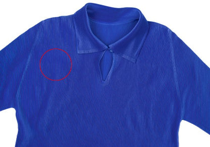 PLEATS PLEASE Mist Pleated Skipper 1/2 Polo Blue Size 3
