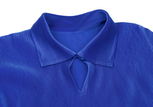 PLEATS PLEASE Mist Pleated Skipper 1/2 Polo Blue Size 3