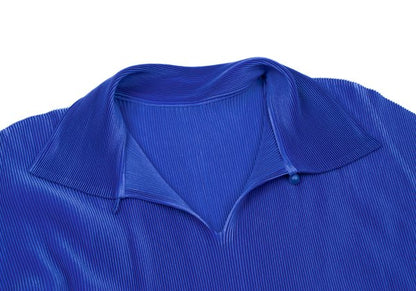 PLEATS PLEASE Mist Pleated Skipper 1/2 Polo Blue Size 3