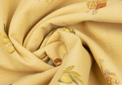 Papas Cotton Linen Olive Print Open Shirt Yellow Size 46S