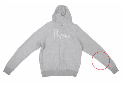 Papas Gray Cotton Stretch Back Logo Zip Hoodie Size 46S