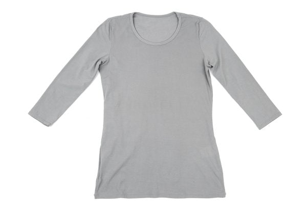 Y's Nylon Blend Stretch 3/4 Sleeve Top Gray Size 2