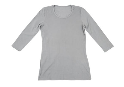 Y's Nylon Blend Stretch 3/4 Sleeve Top Gray Size 2
