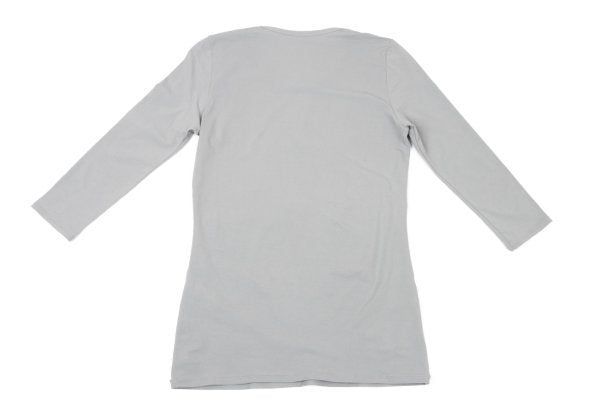 Y's Nylon Blend Stretch 3/4 Sleeve Top Gray Size 2