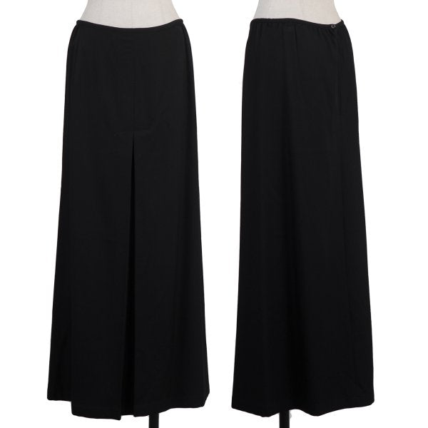 Y's Wool Gabardine Front Box Pleat Midi Skirt Black Size 3