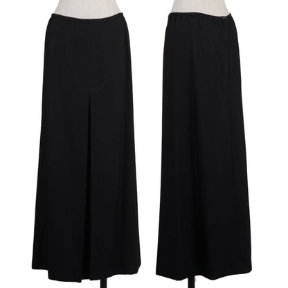 Y's Wool Gabardine Front Box Pleat Midi Skirt Black Size 3