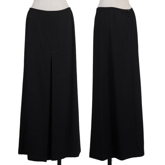Y's Wool Gabardine Front Box Pleat Midi Skirt Black Size 3