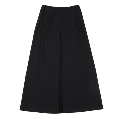 Y's Wool Gabardine Front Box Pleat Midi Skirt Black Size 3