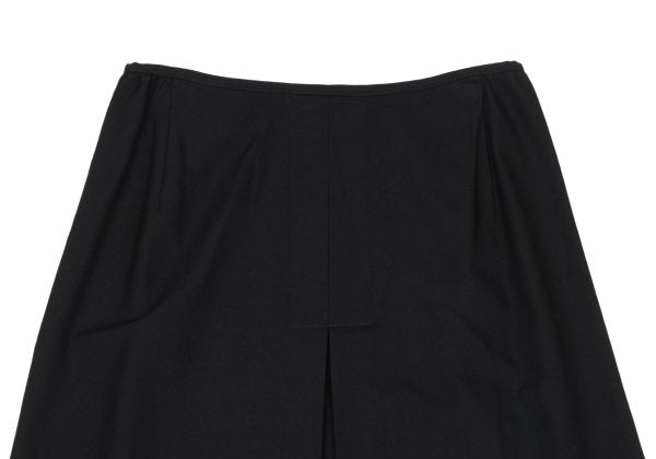 Y's Wool Gabardine Front Box Pleat Midi Skirt Black Size 3