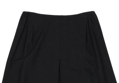 Y's Wool Gabardine Front Box Pleat Midi Skirt Black Size 3
