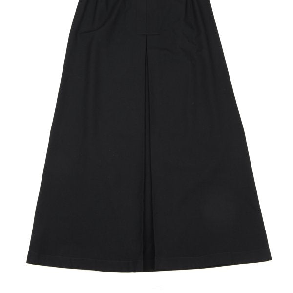 Y's Wool Gabardine Front Box Pleat Midi Skirt Black Size 3